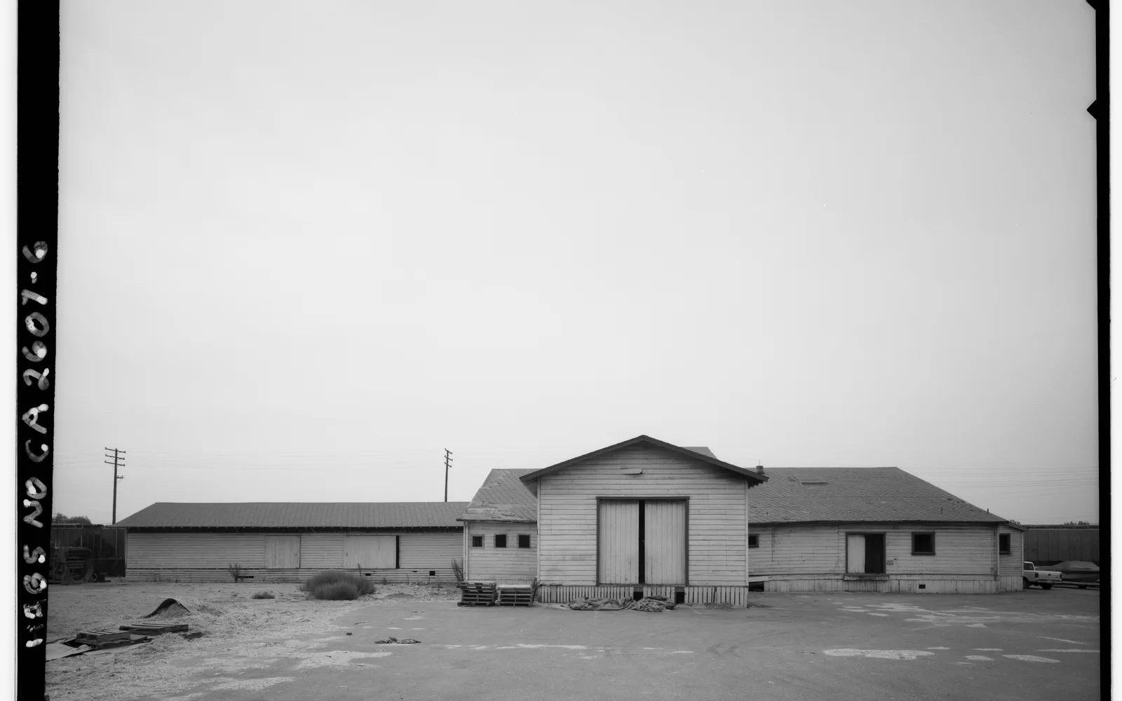 Historic architectural documentation of the Latimer Packing House in Ontario, California, showing structural sections and details
